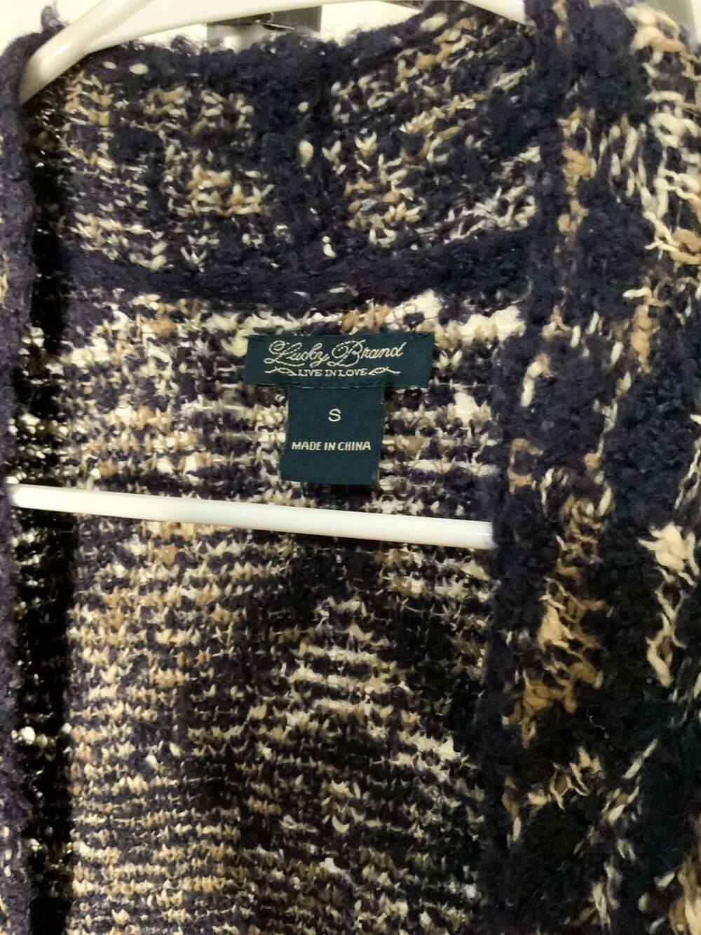 Lucky Brand Open Cardigan Women’s Size S Navy Metallic Shag